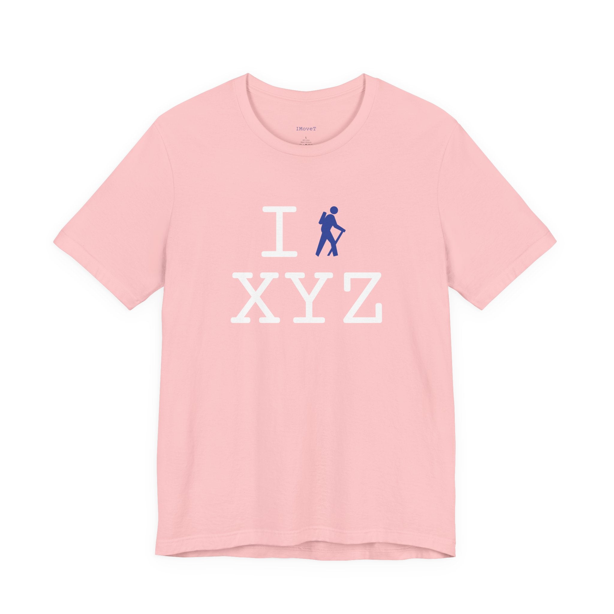 I Hike ___ unisex T, blue hiker