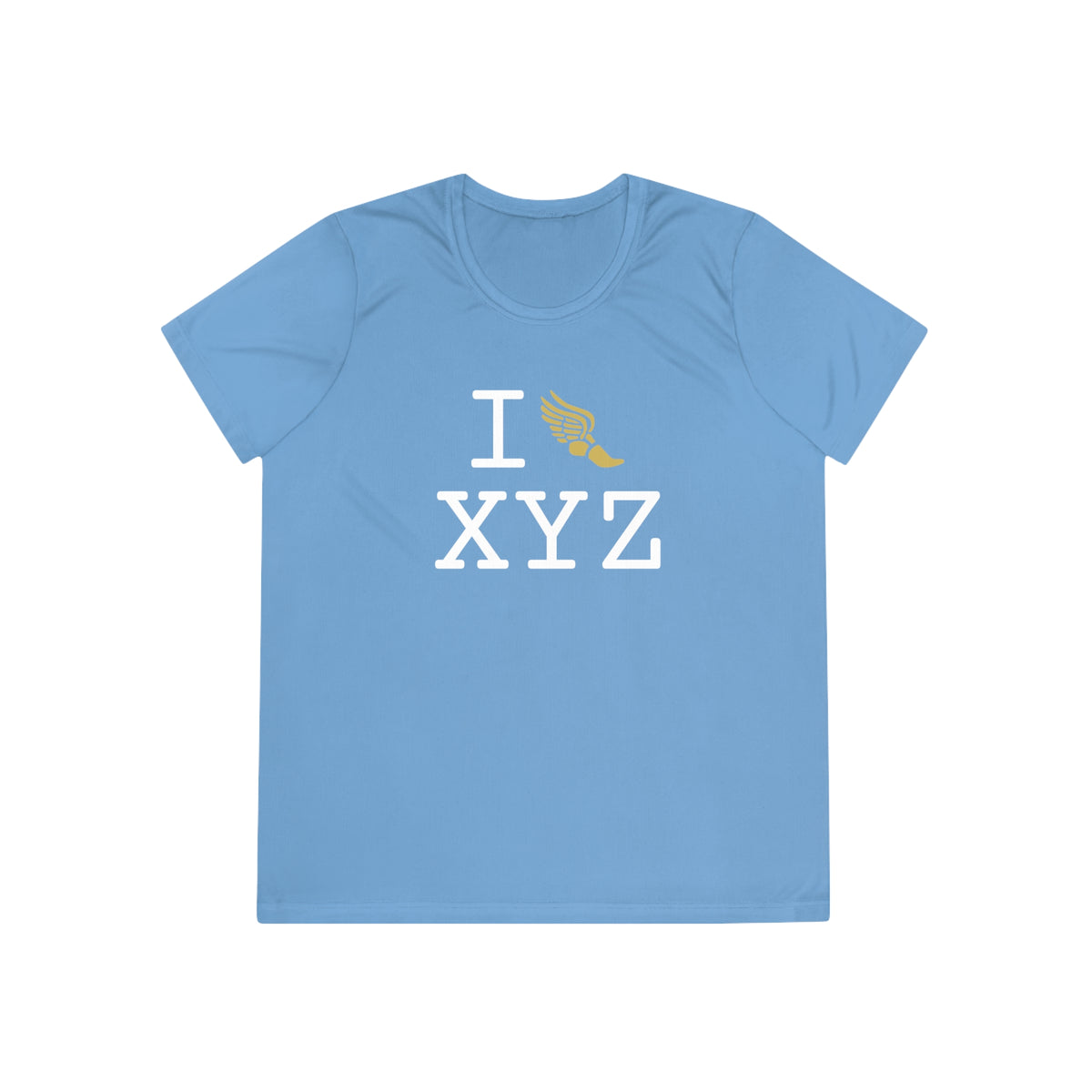 I Run women's athletic T, gold logo