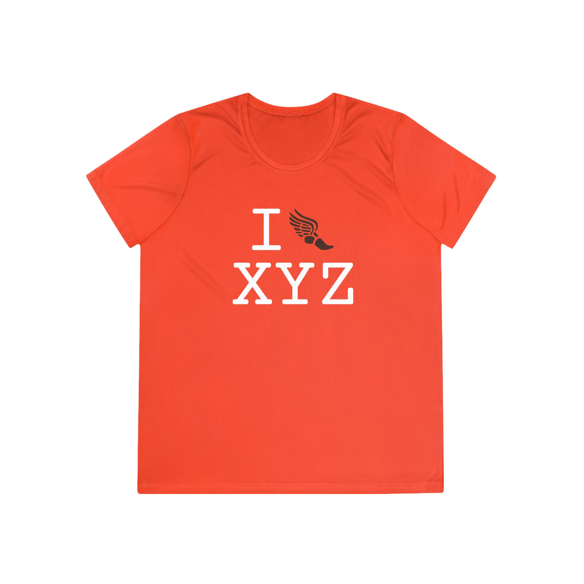 I Run women's athletic T, brown logo