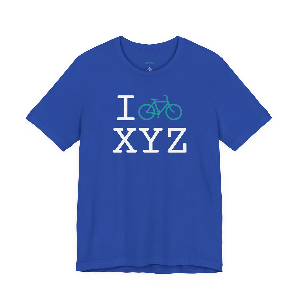 I Bike unisex T, teal bike
