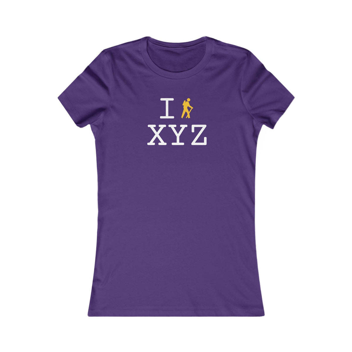 I Hike women's T, yellow hiker