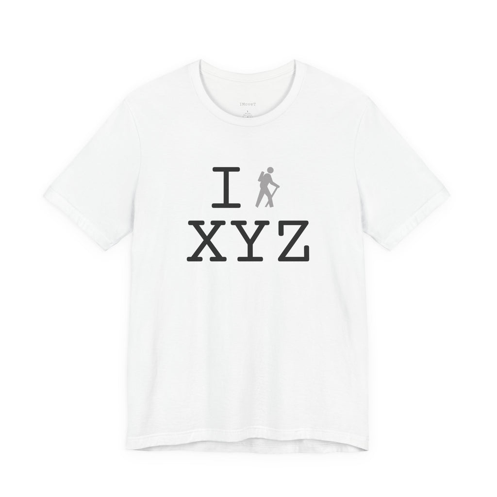 I Hike ___ unisex T, grey hiker