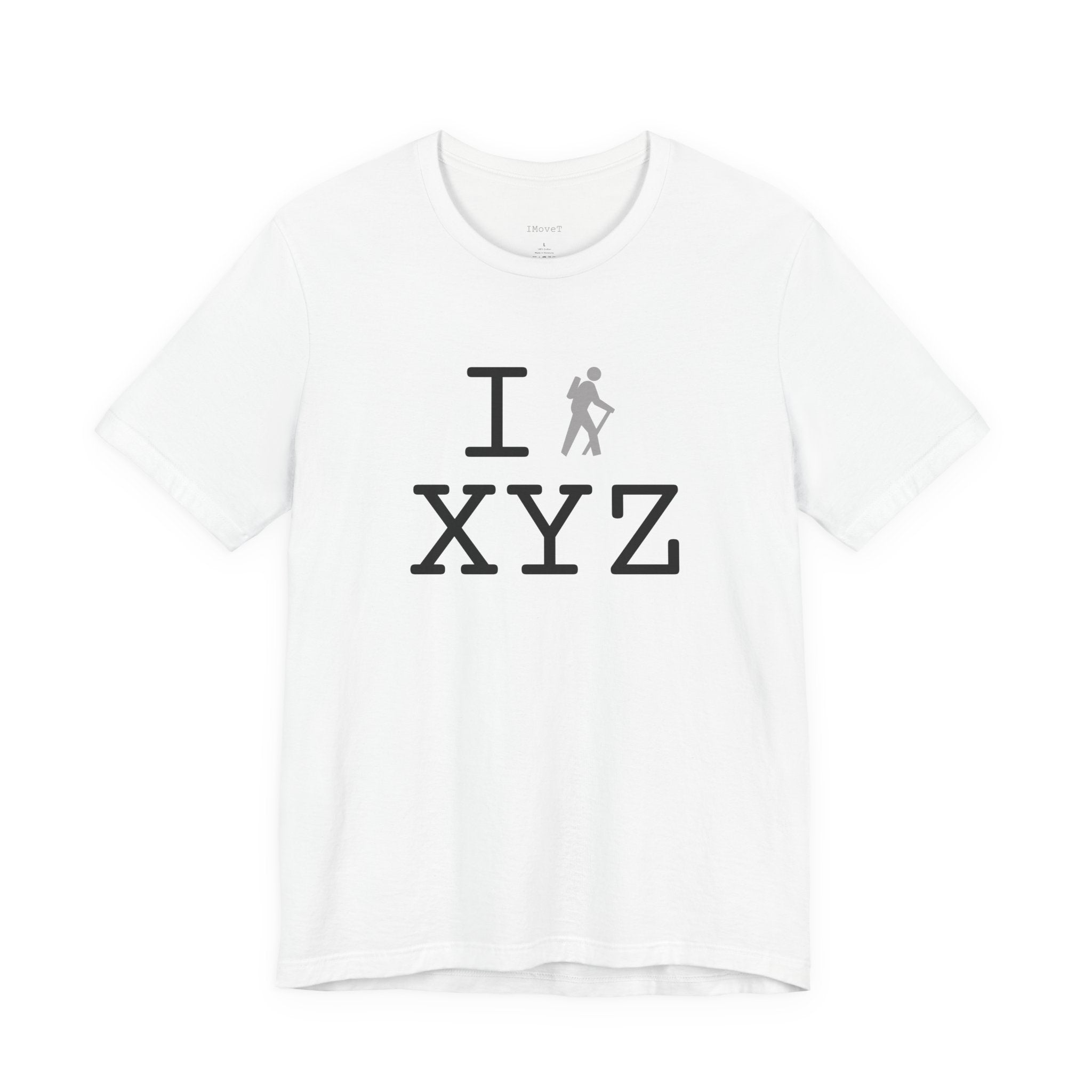 I Hike ___ unisex T, grey hiker