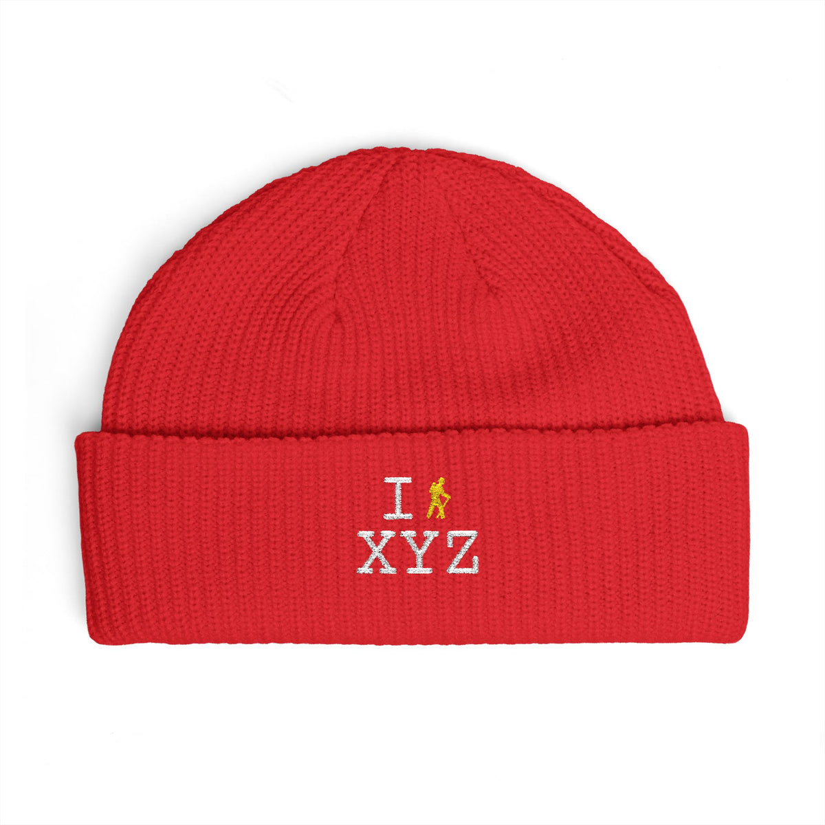 I Hike beanie, yellow hiker