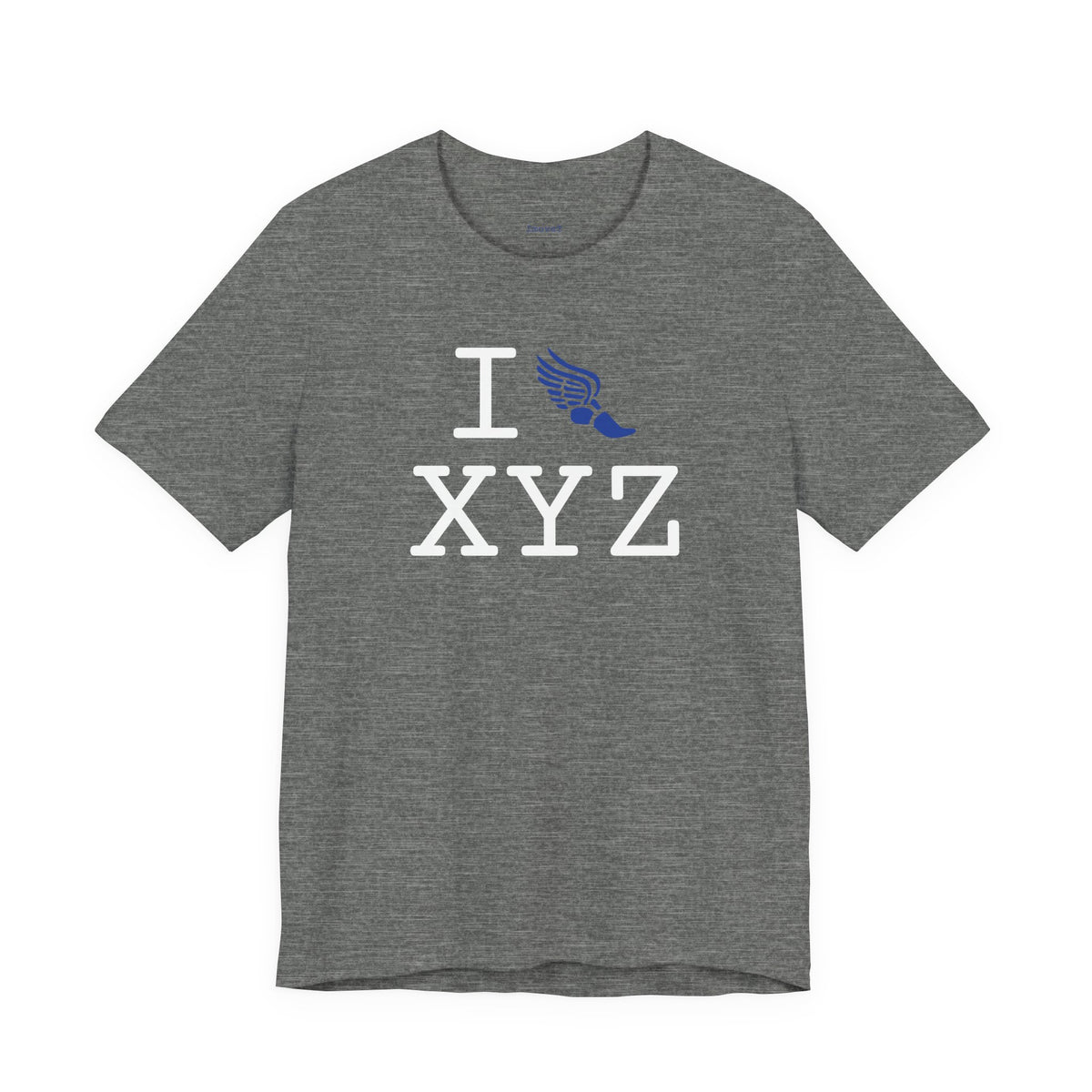 I Run unisex T, blue logo