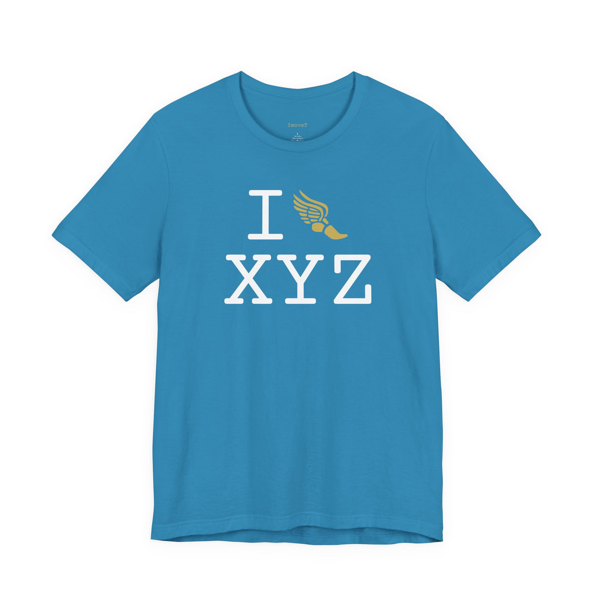 I Run unisex T, gold logo