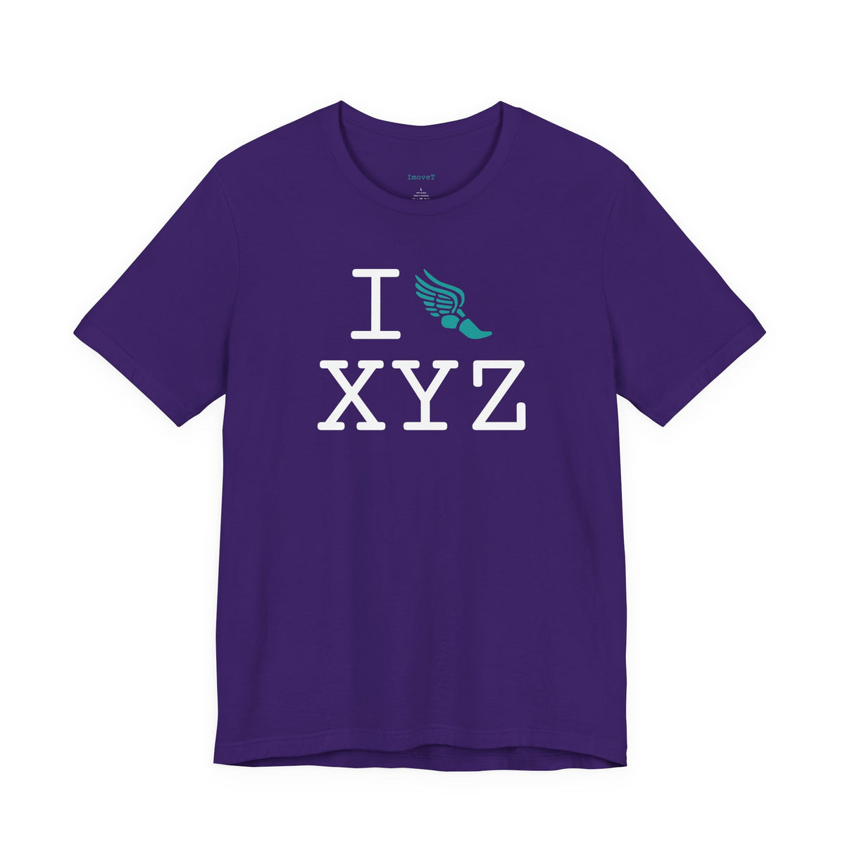 I Run unisex T, teal logo