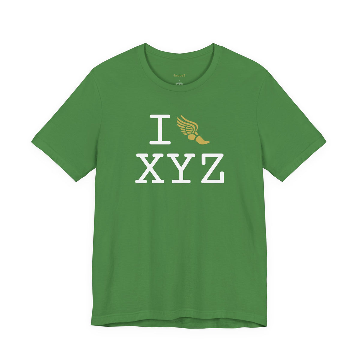I Run unisex T, gold logo