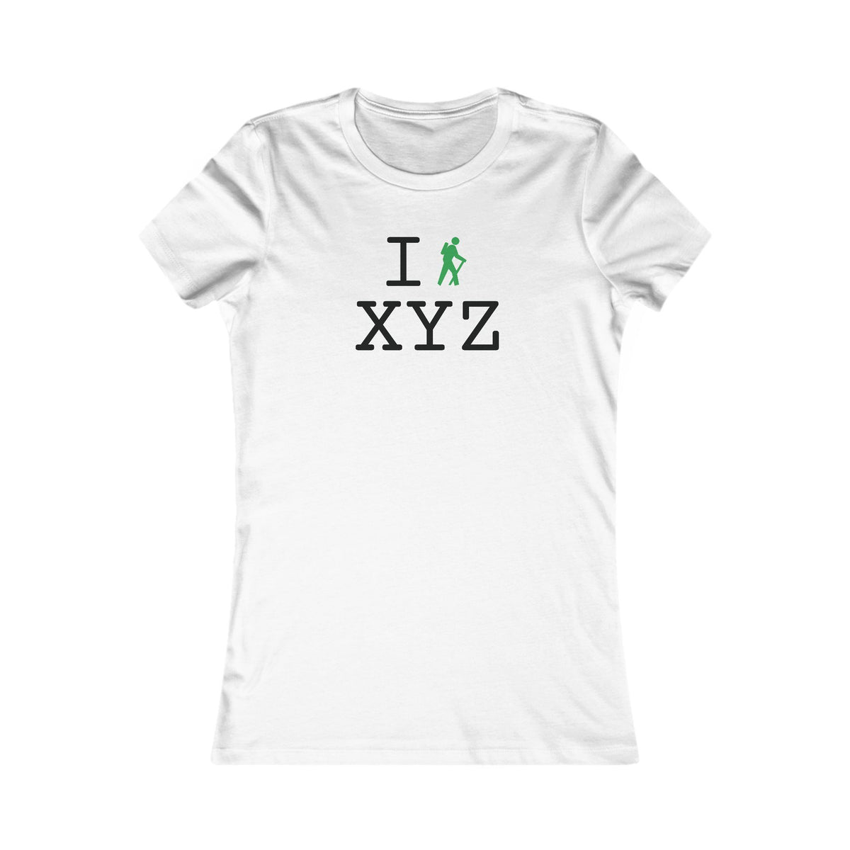 I Hike women's T, green hiker