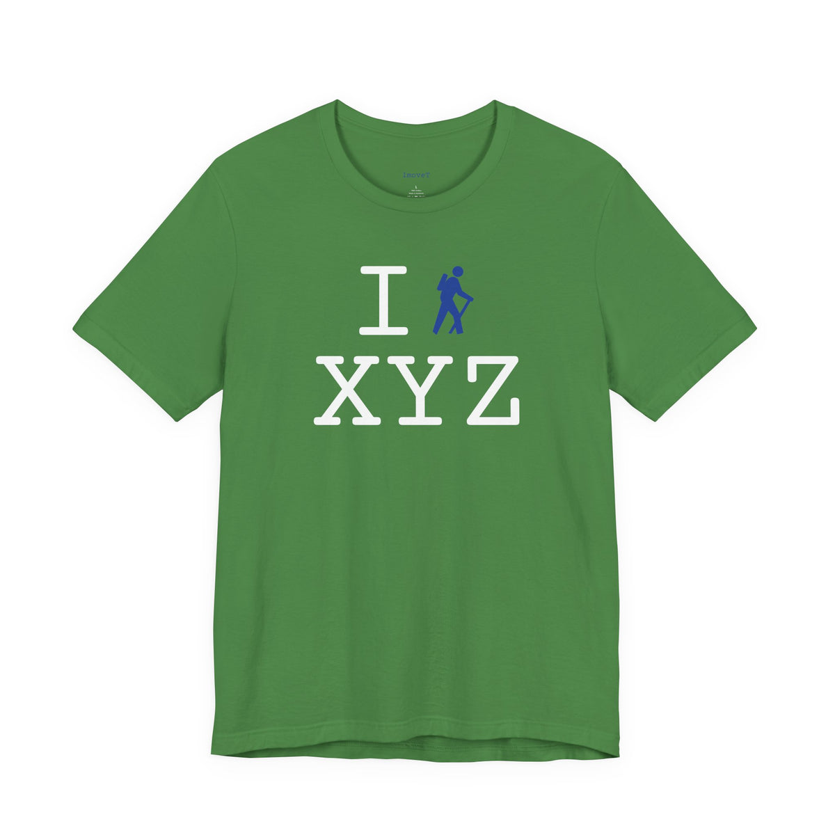 I Hike unisex T, blue hiker
