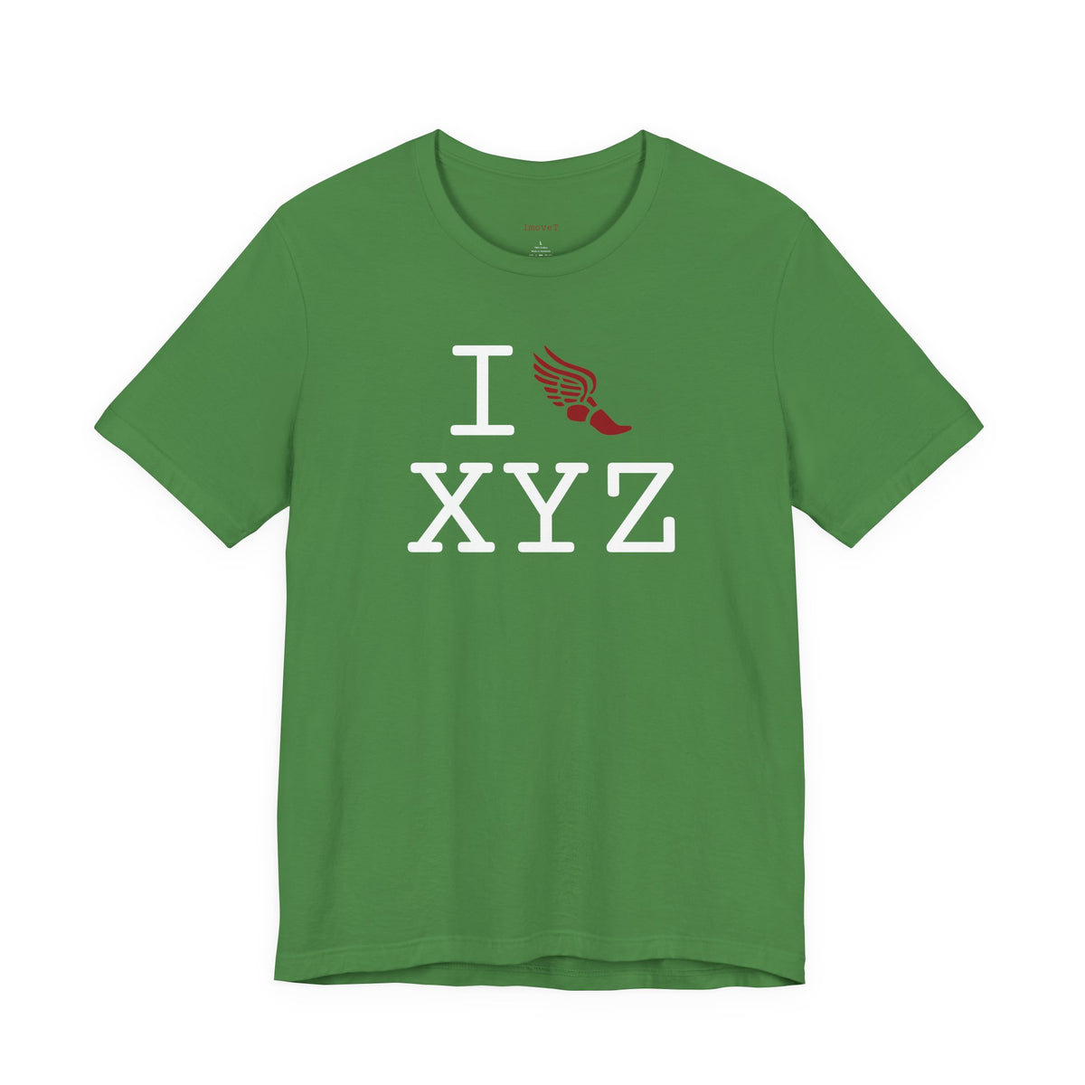 I Run unisex T, crimson logo