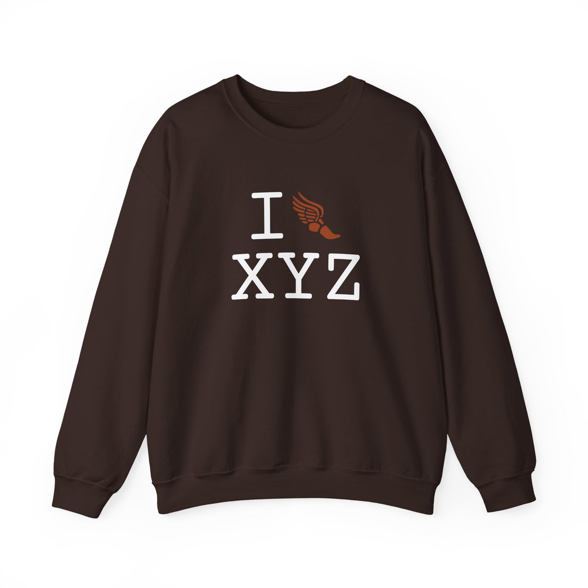 I Run sweatshirt, dark orange logo