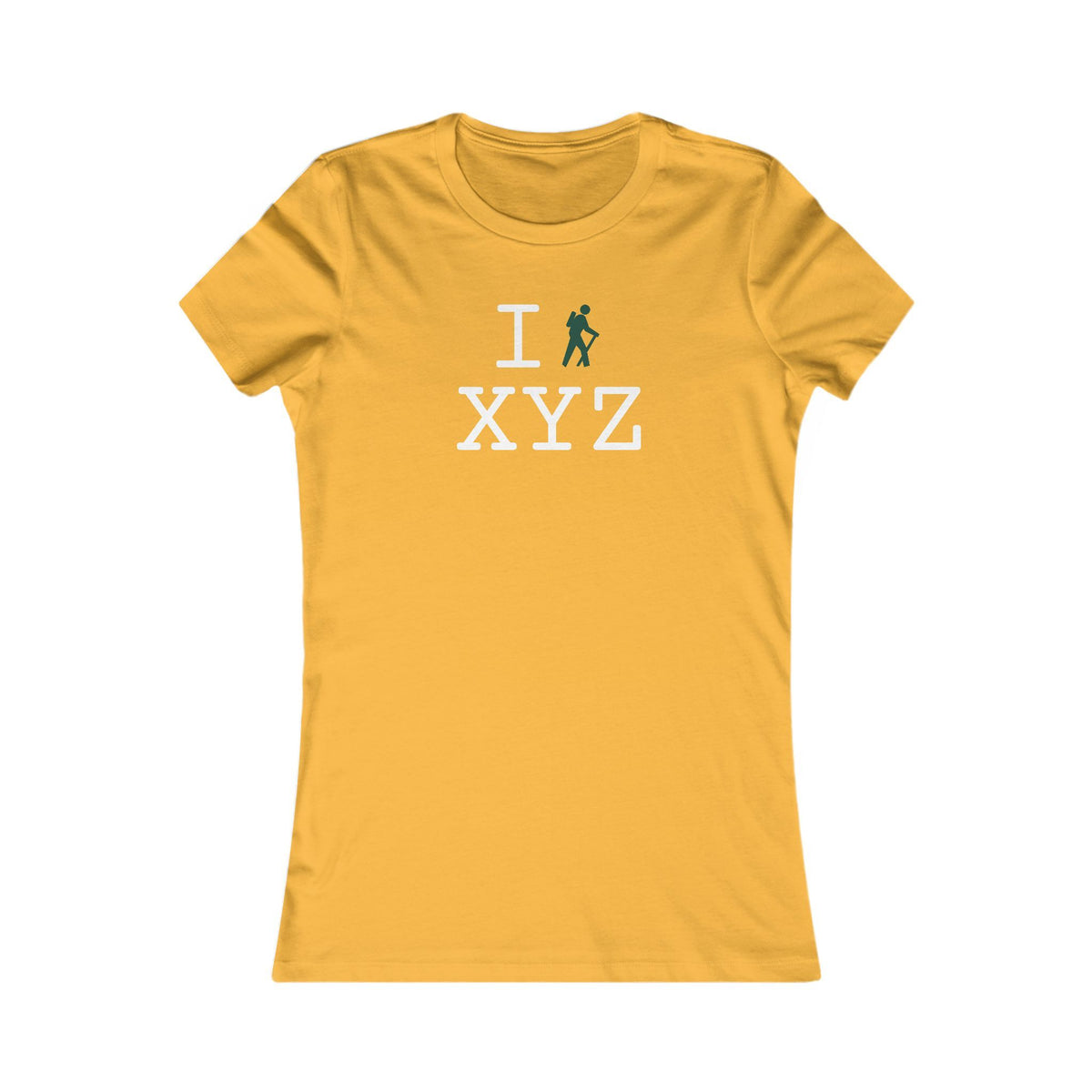 I Hike women's T, dark green hiker