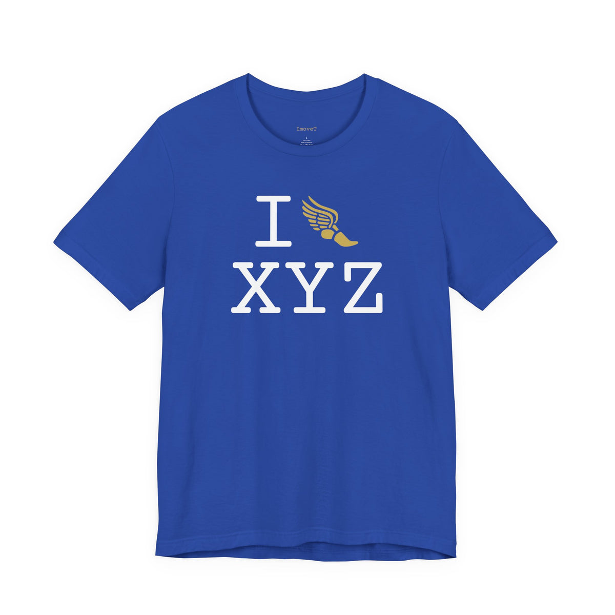 I Run unisex T, gold logo