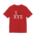 I Run unisex T, dark green logo