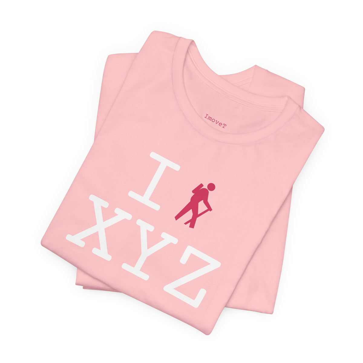 I Hike unisex T, hot pink hiker
