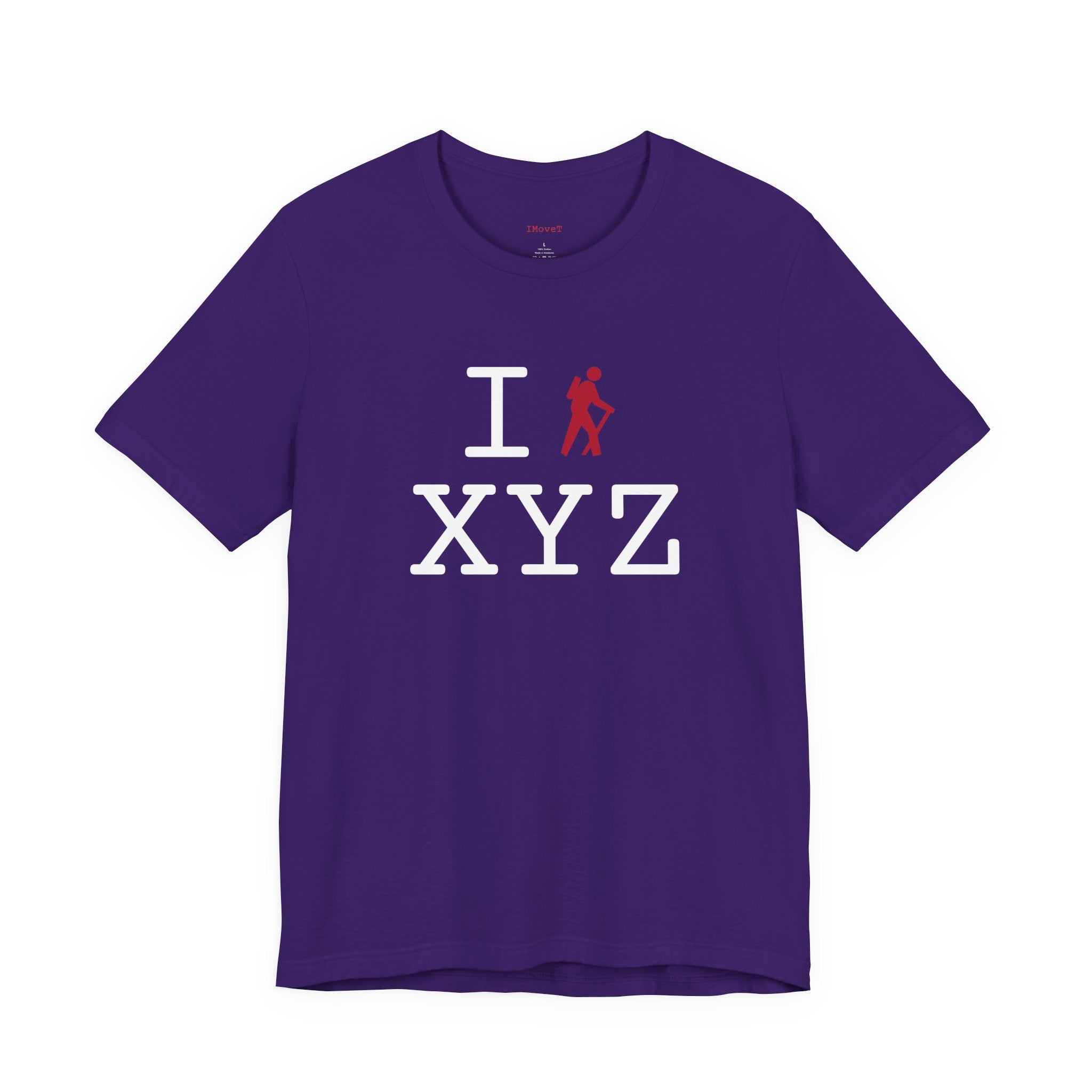 I Hike ___ unisex T, red hiker