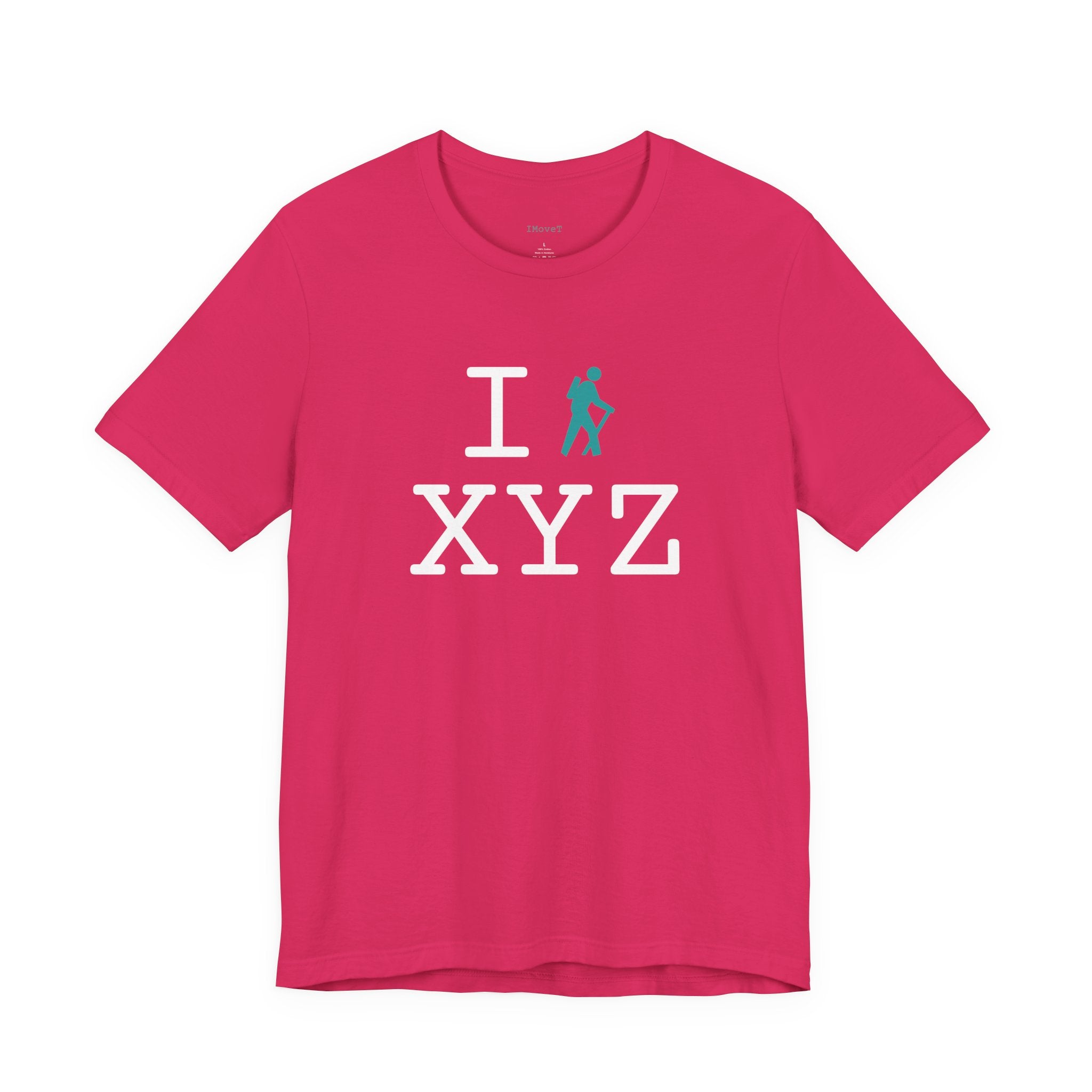 I Hike ___ unisex T, teal hiker