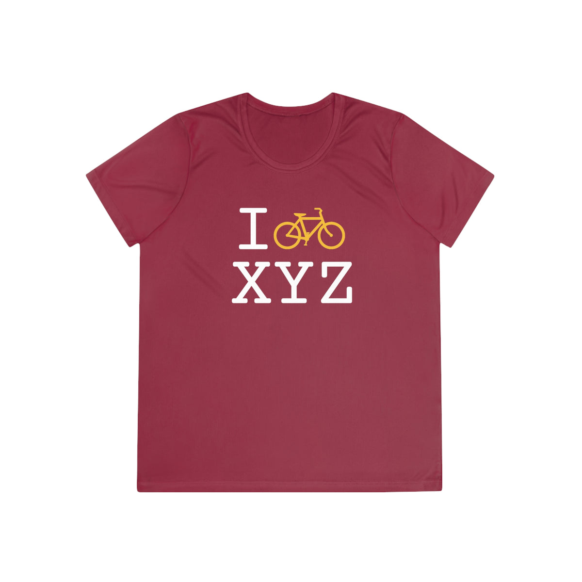 I Bike women's athletic T, yellow bike