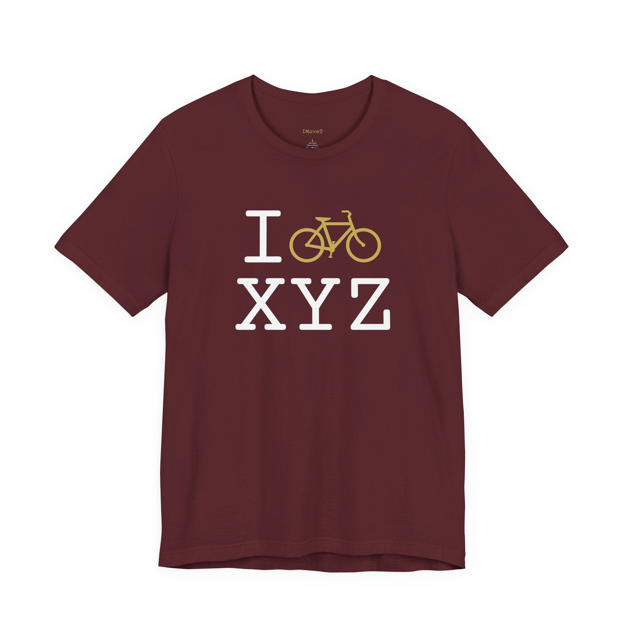 I Bike ___ unisex T, gold bike