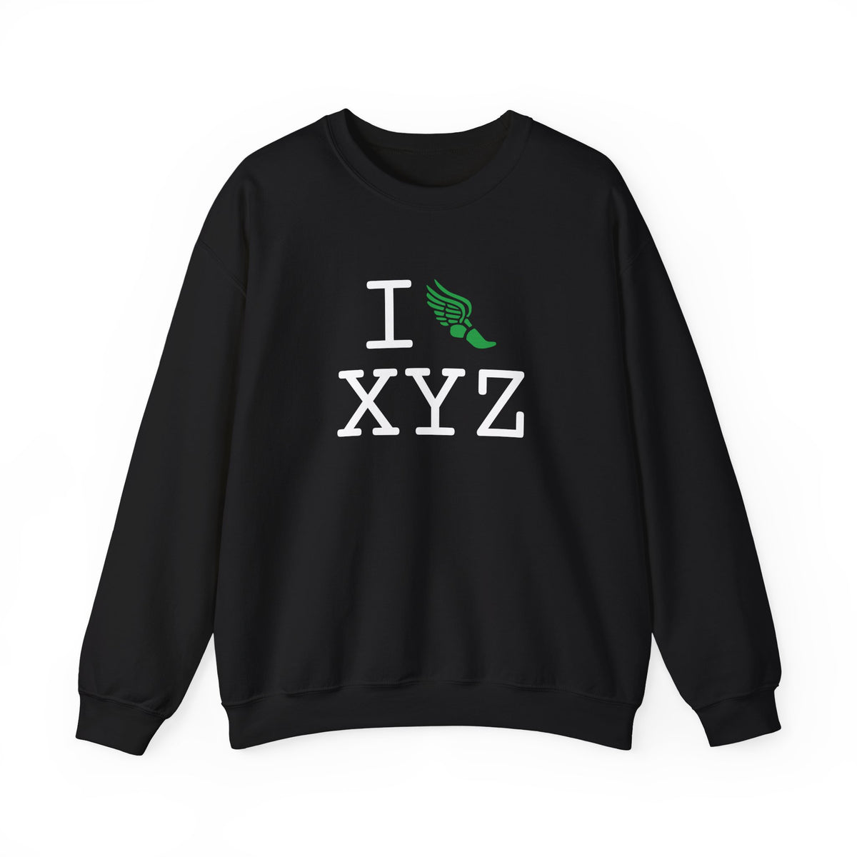 I Run sweatshirt, green logo