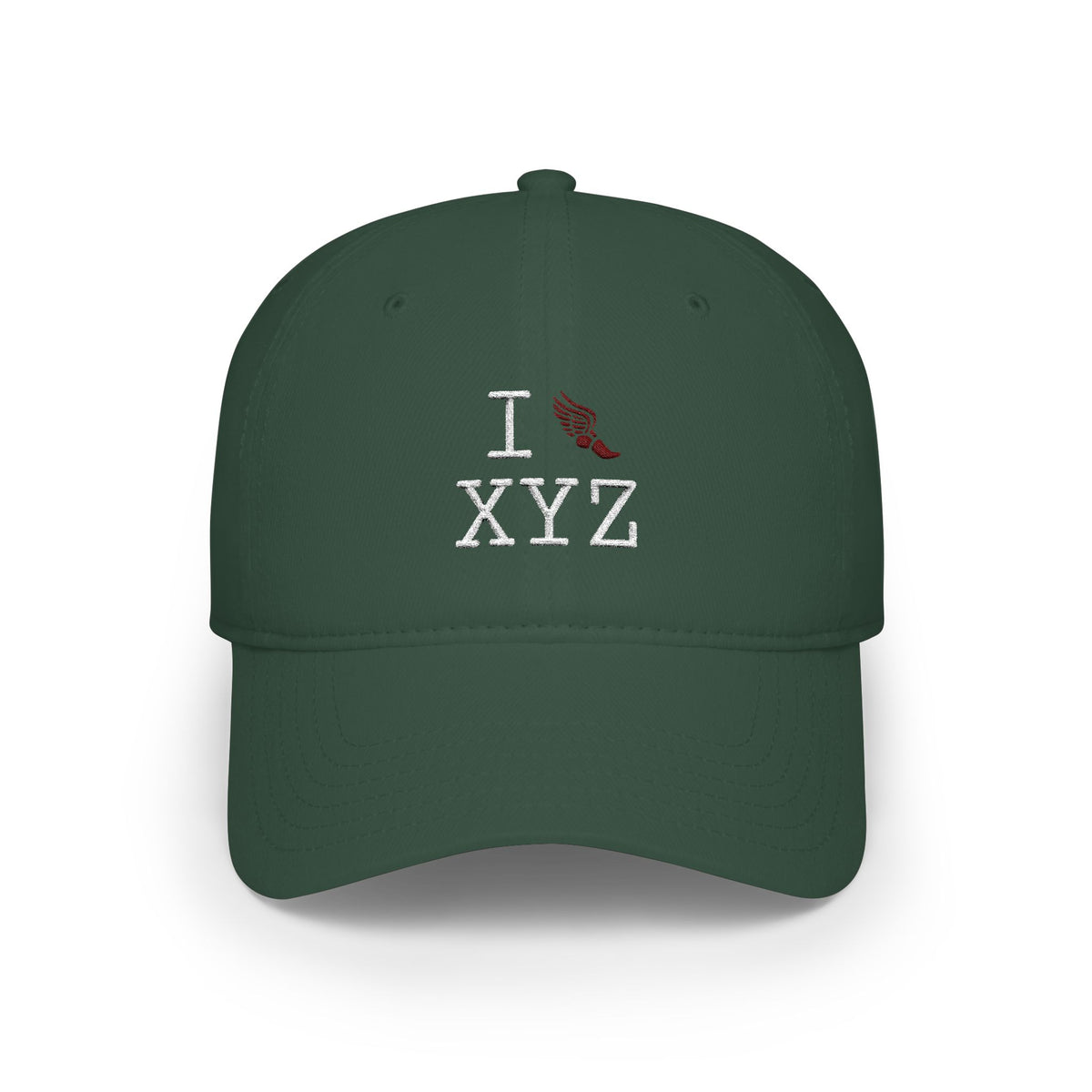 I Run baseball cap, maroon logo