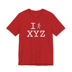 I Hike unisex T, grey hiker