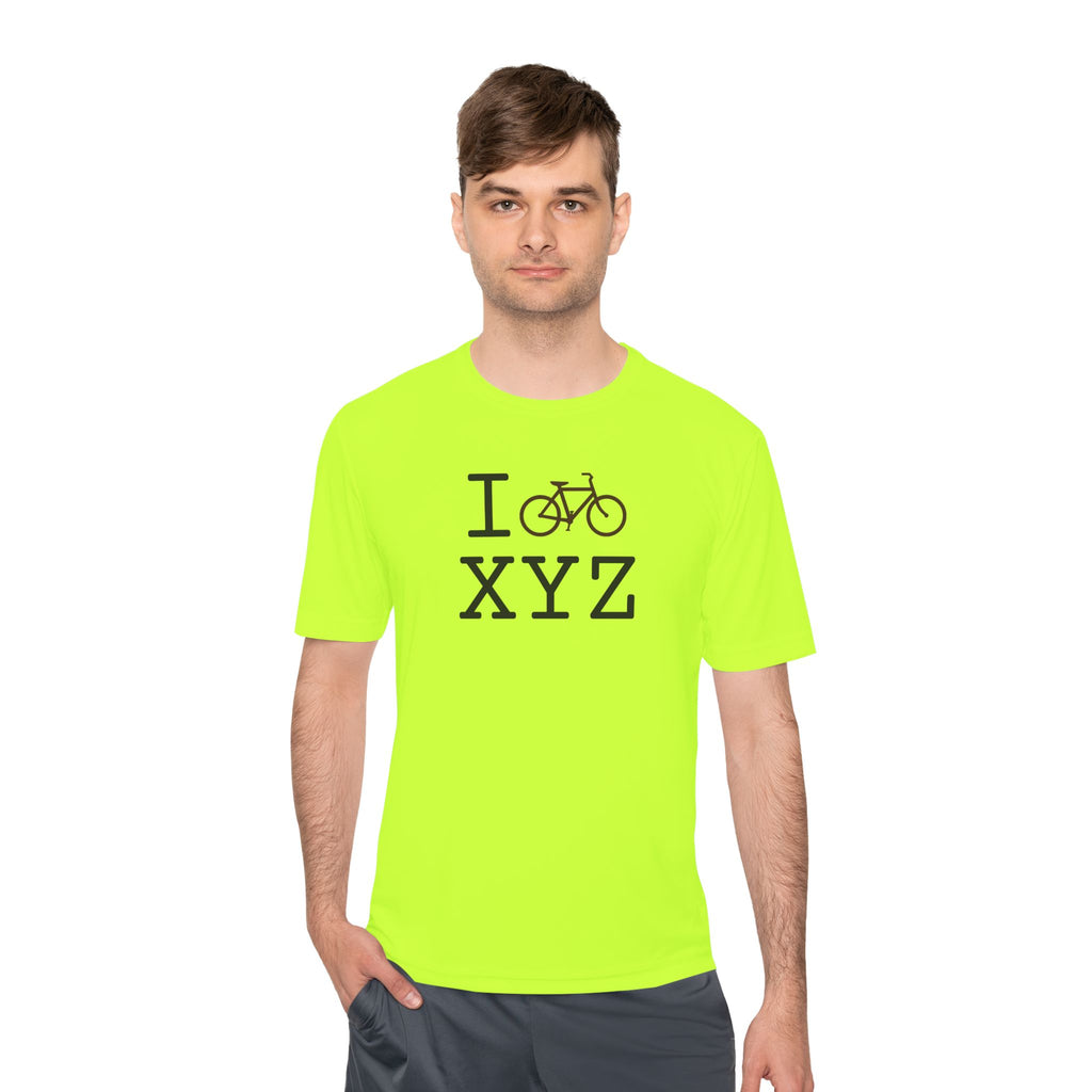 I Bike athletic T, brown bike