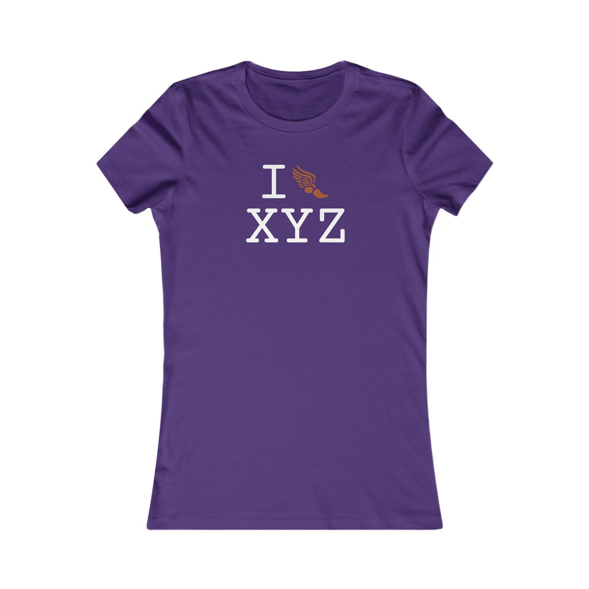 I Run women's T, dark orange logo