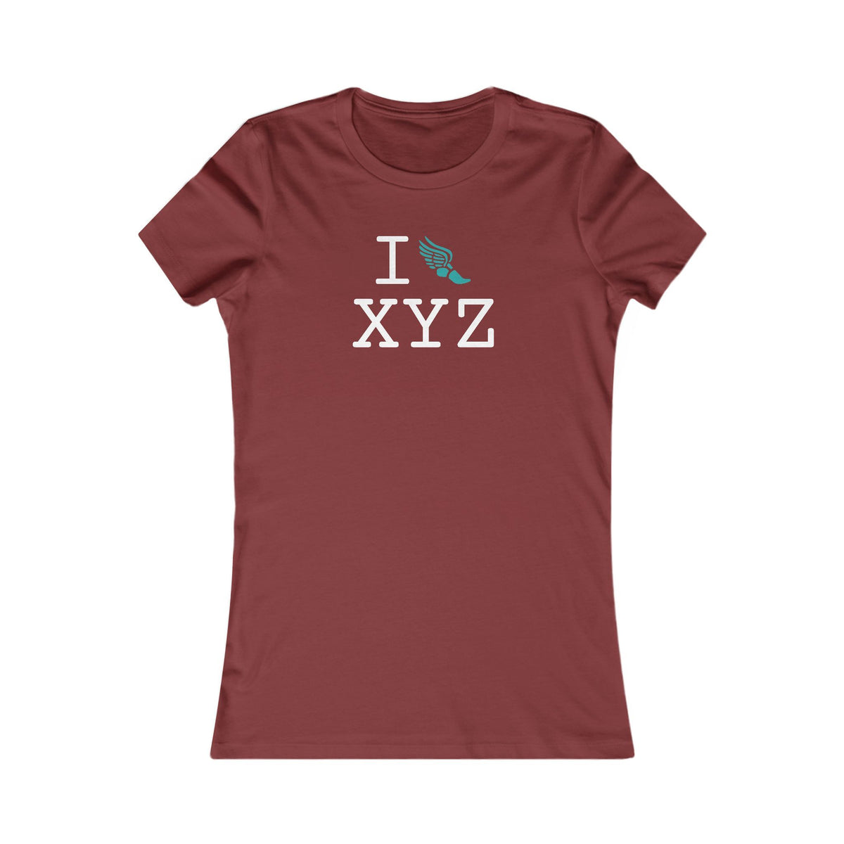 I Run women's T, teal logo