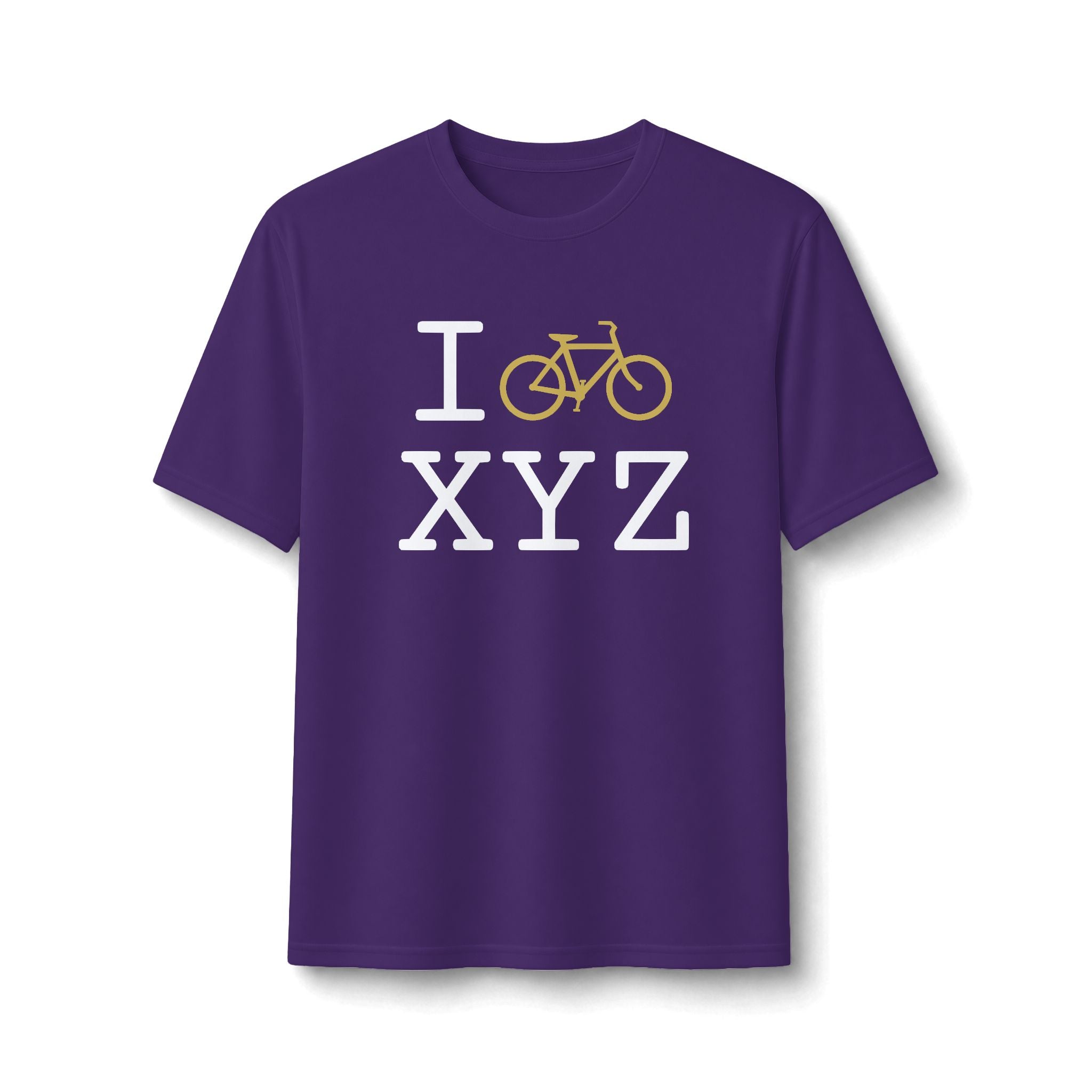 "I Bike ___" athletic T, gold bike