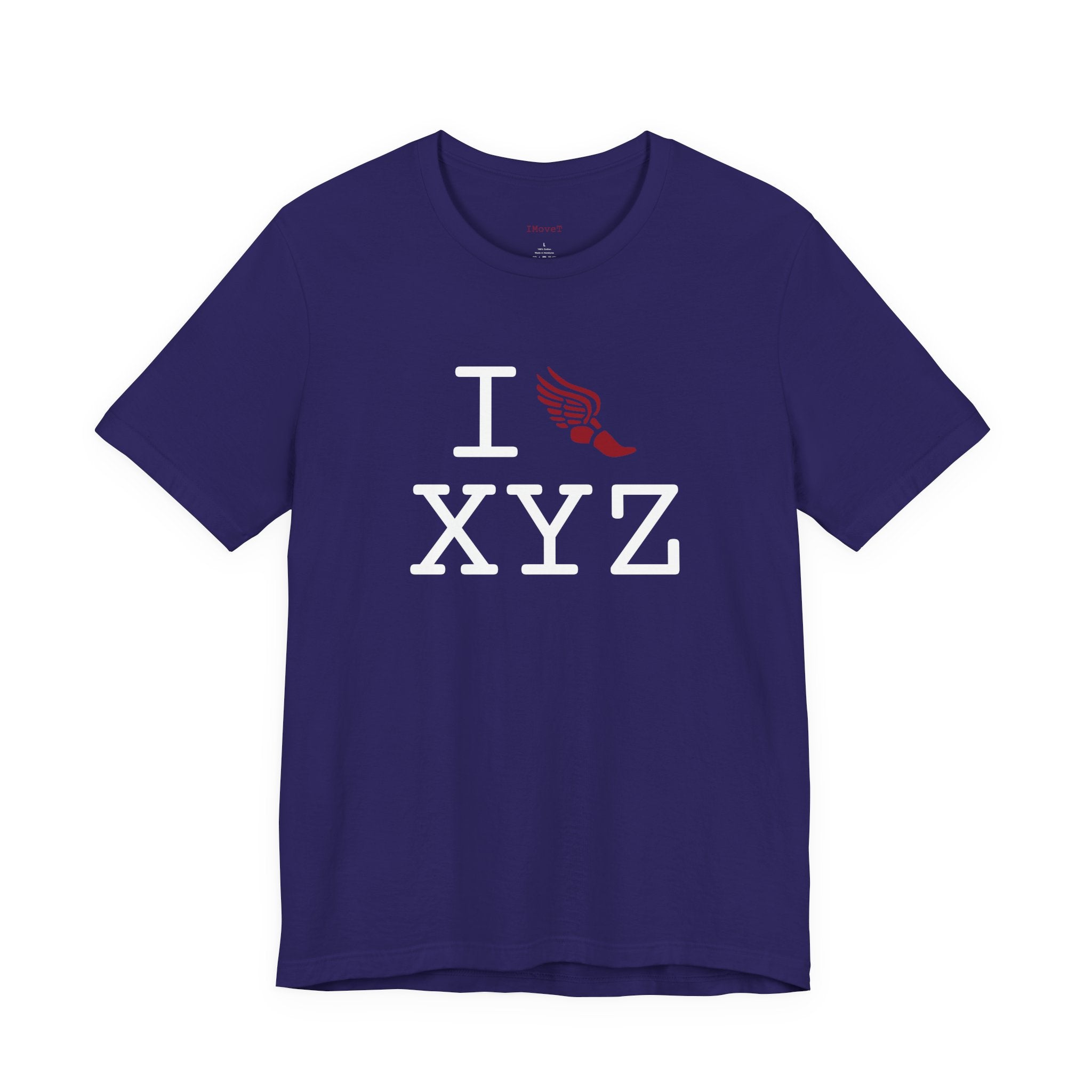 I Run ___ unisex T, crimson logo