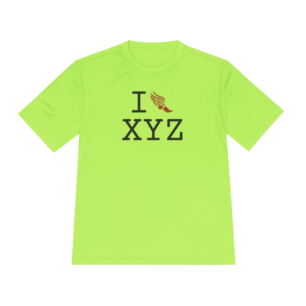 I Run athletic T, dark orange logo