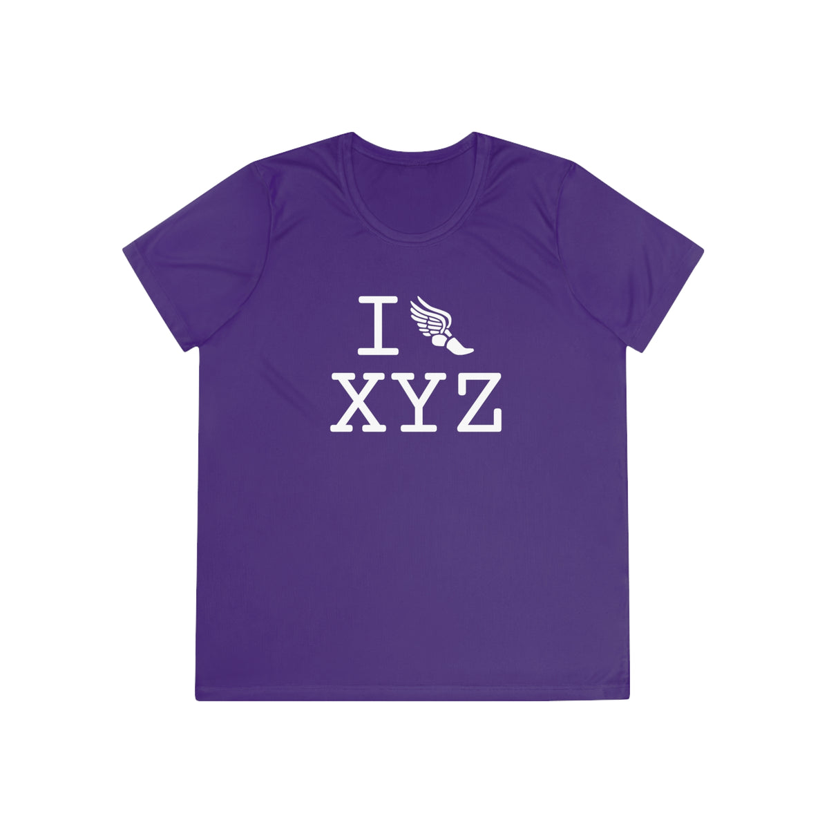 I Run women's athletic T, white logo