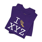I Run unisex T, gold logo