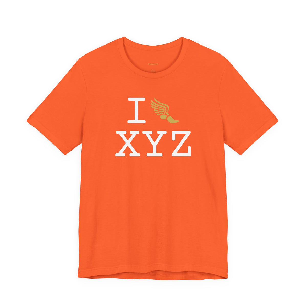 I Run unisex T, gold logo