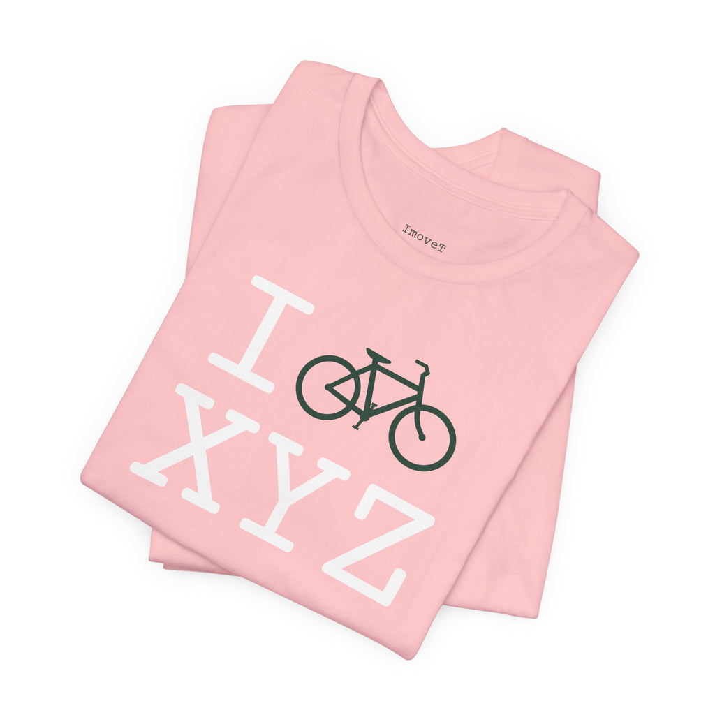 I Bike unisex T, dark green bike