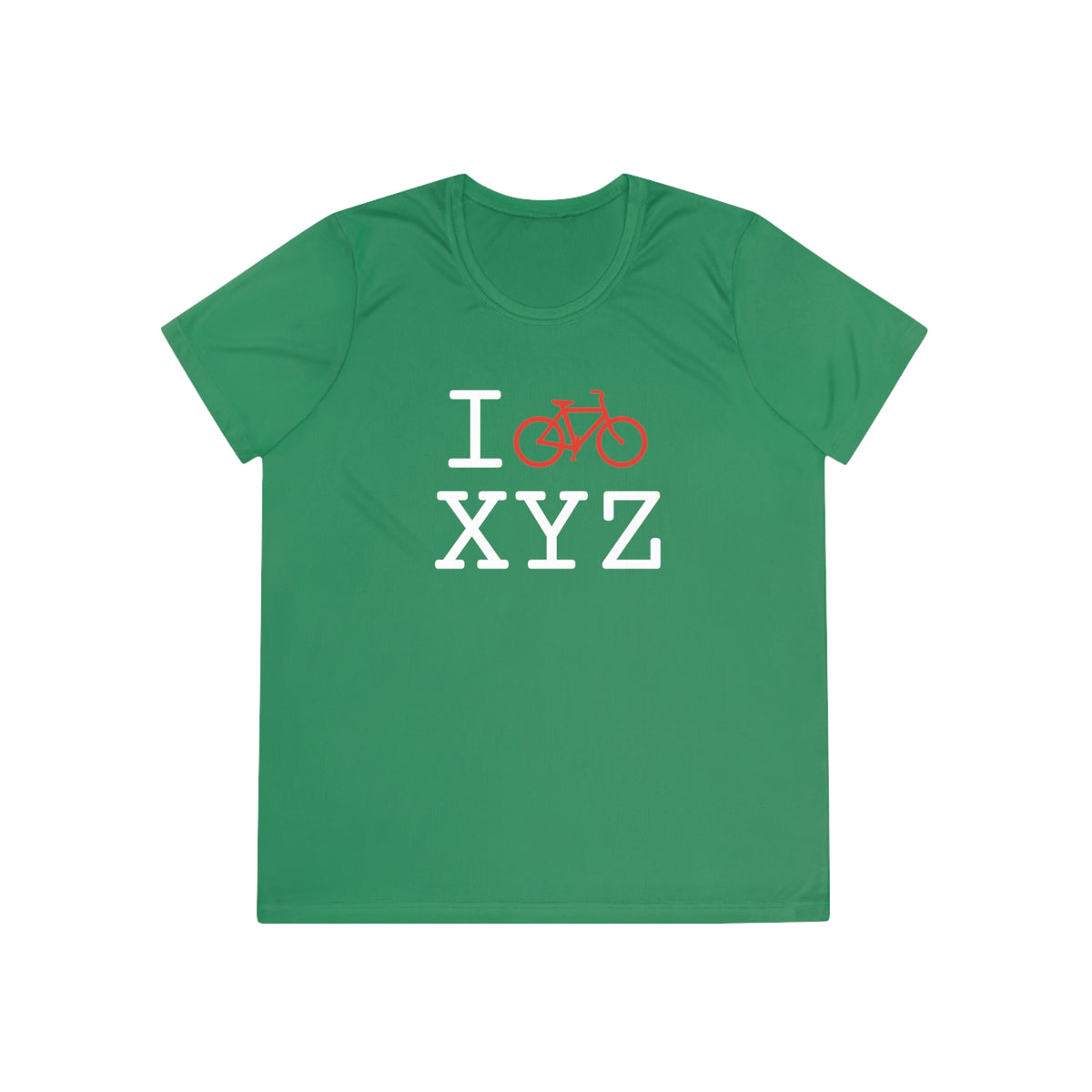 I Bike women's athletic T, red bike