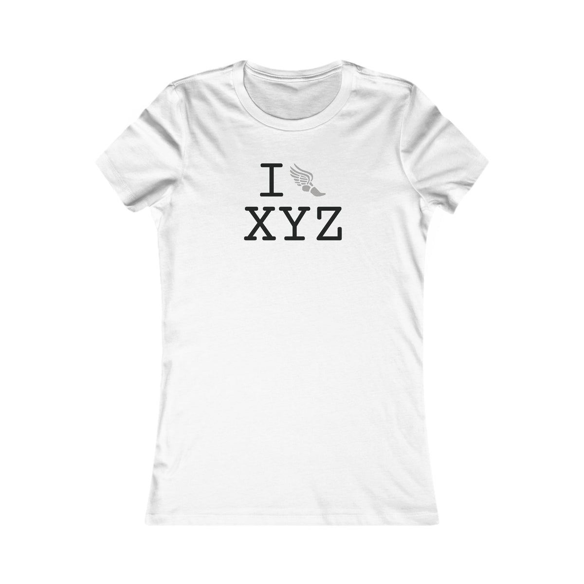 I Run women's T, grey logo