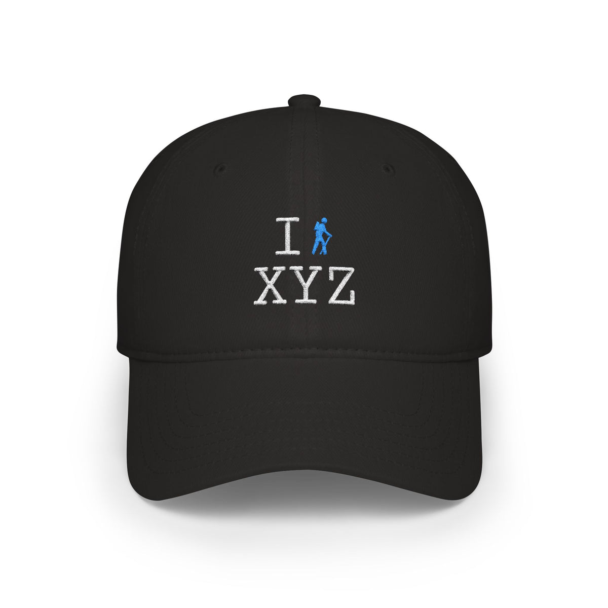 I Hike baseball cap, light blue hiker