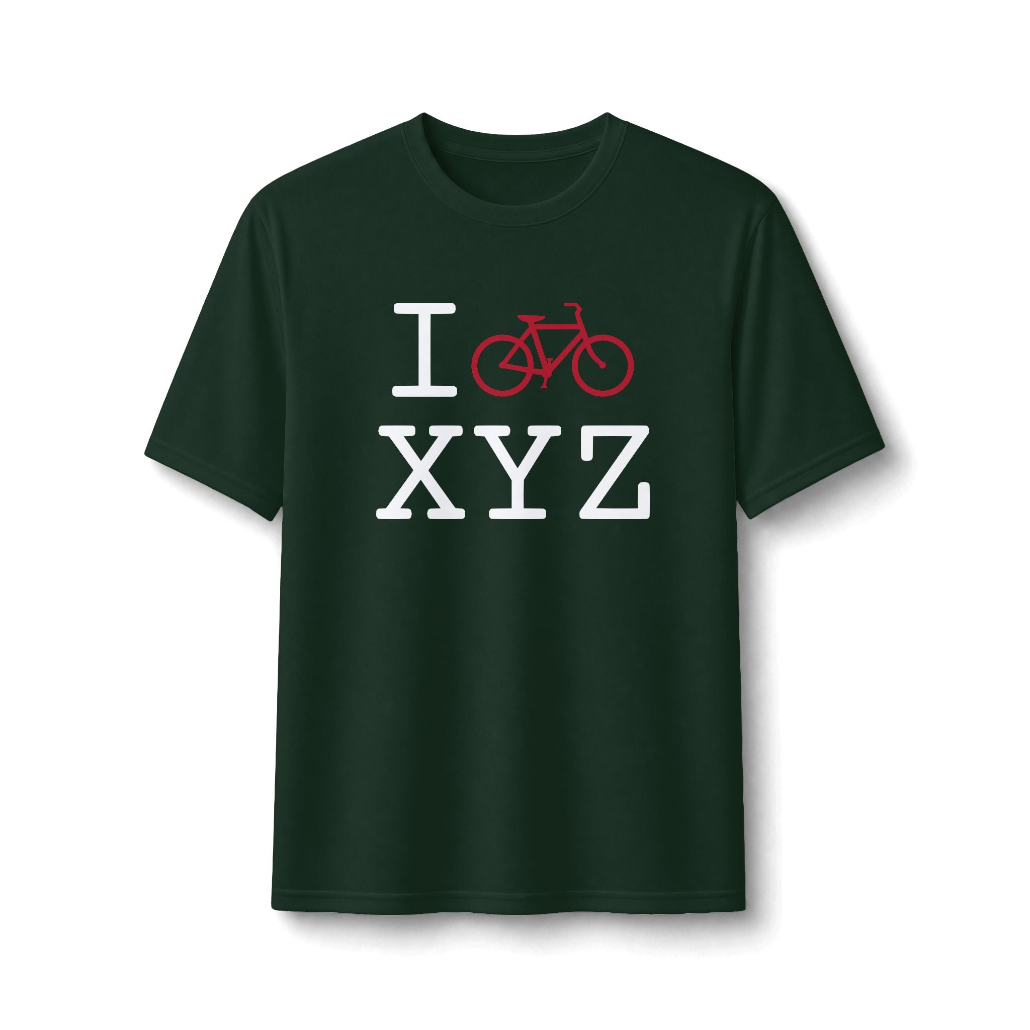 "I Bike ___" athletic T, crimson bike