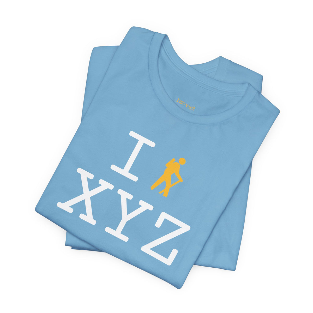 I Hike unisex T, yellow hiker