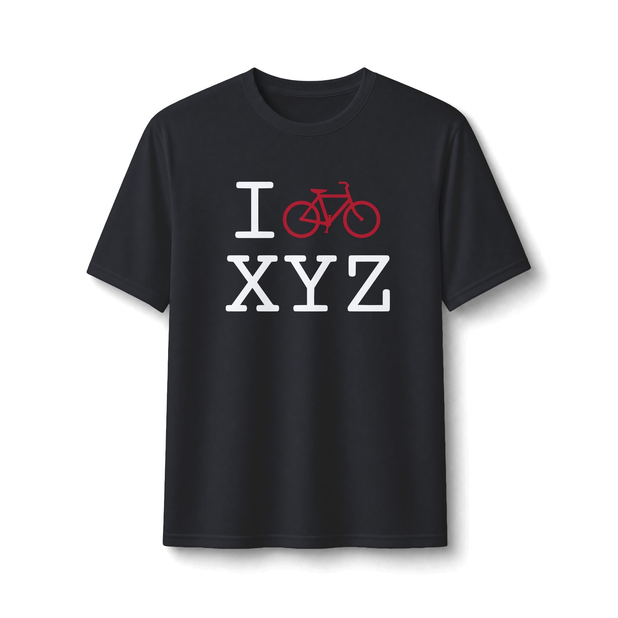 "I Bike ___" athletic T, crimson bike