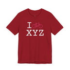 I Bike unisex T, hot pink bike