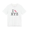 I Run ___ unisex T, hot pink logo