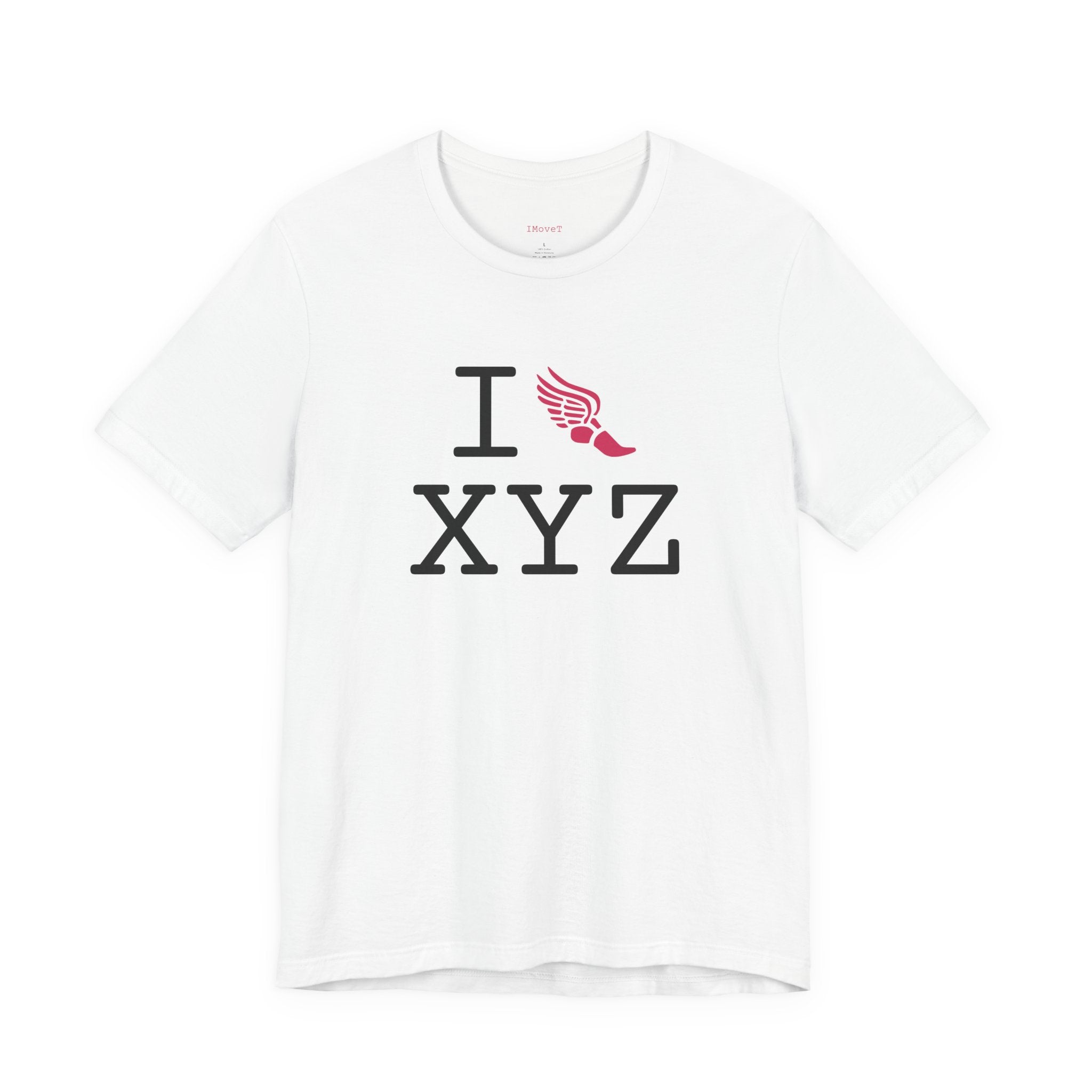 I Run ___ unisex T, hot pink logo