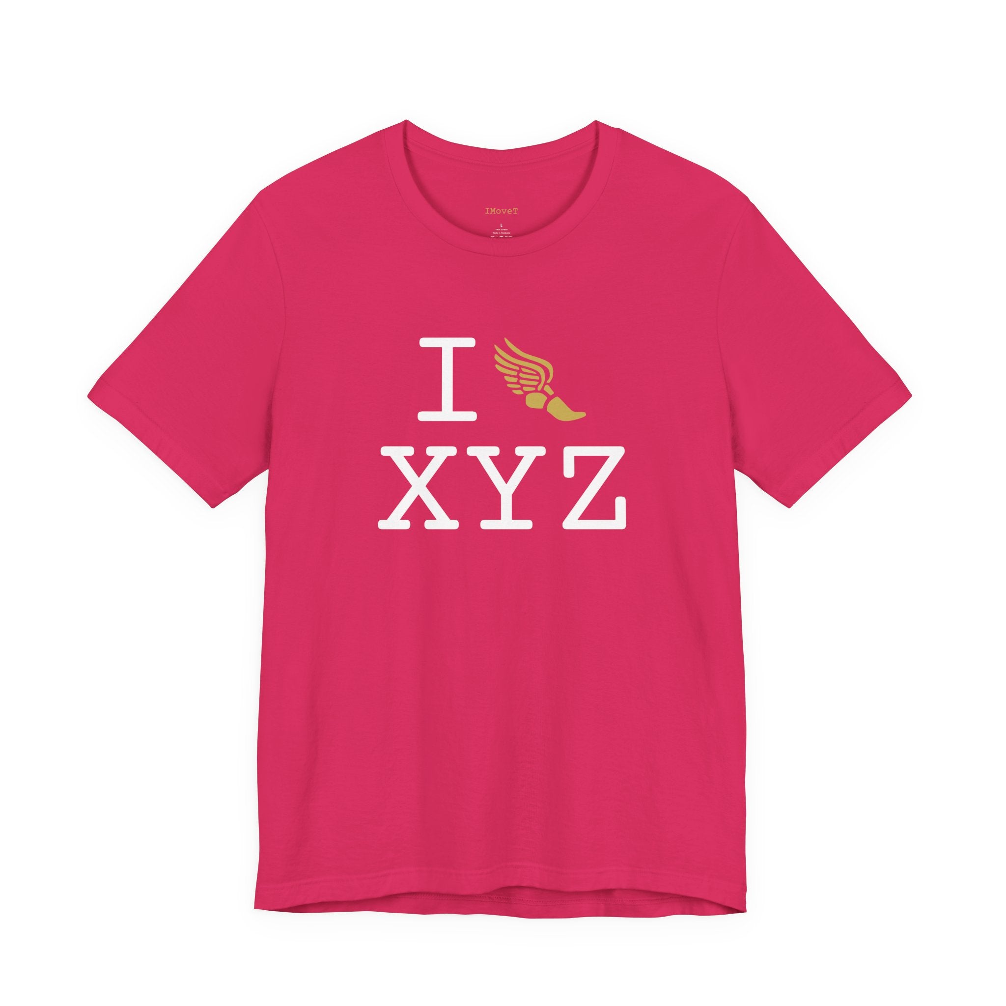 I Run ___ unisex T, gold logo