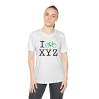 I Bike women's athletic T, green bike