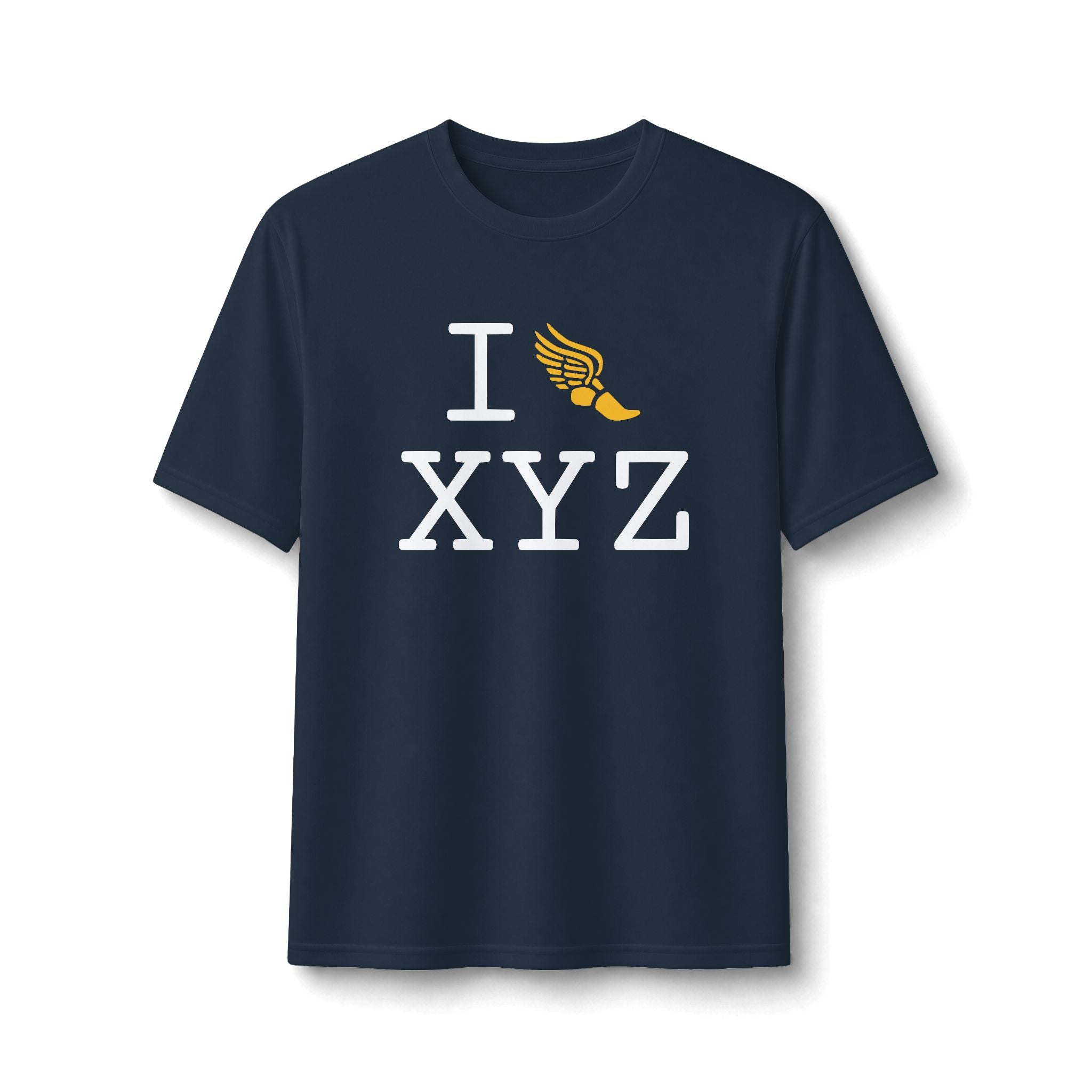 I Run ___ athletic T, yellow logo