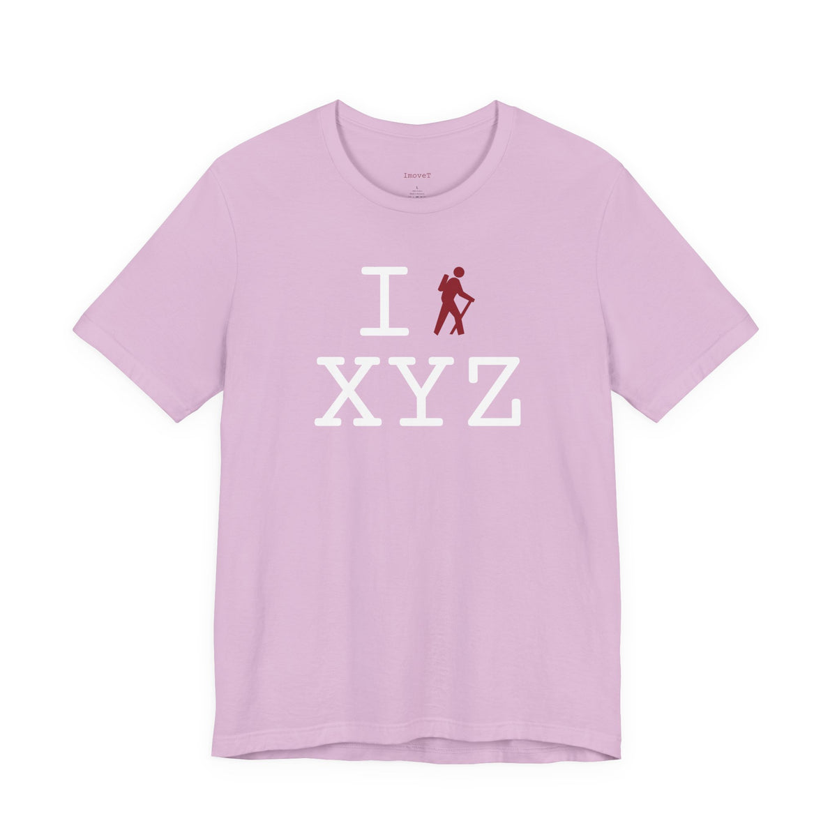 I Hike unisex T, crimson hiker